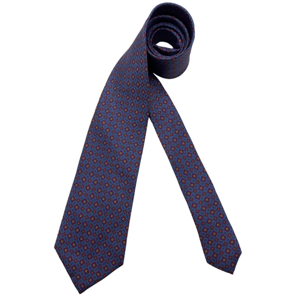 NINA RICCI Blue/Red Geometric Silk LUXURY Tie FRANCE